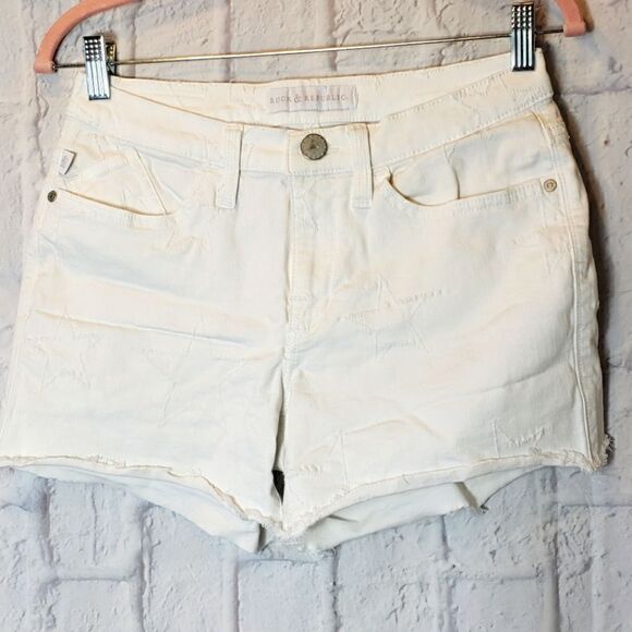 ROCK & REPUBLIC Hula White Star Jean Shorts - Picture 1 of 7